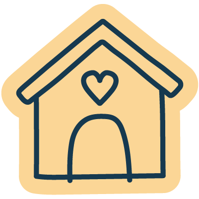 Dog kennel with a heart shape in hand-drawn style