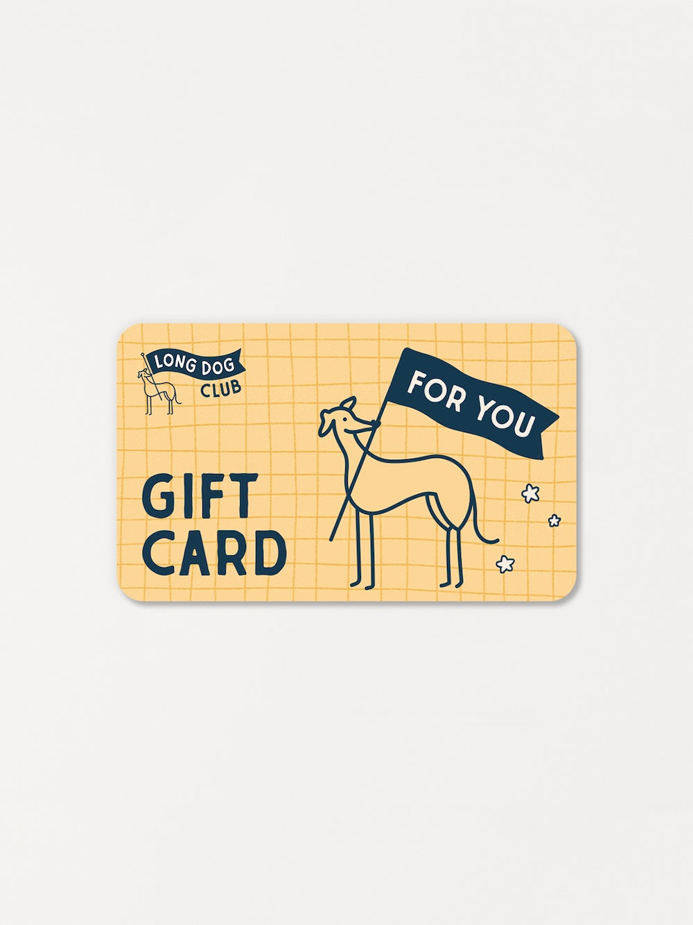 Gift card to Long Dog Club store that reads "for you"