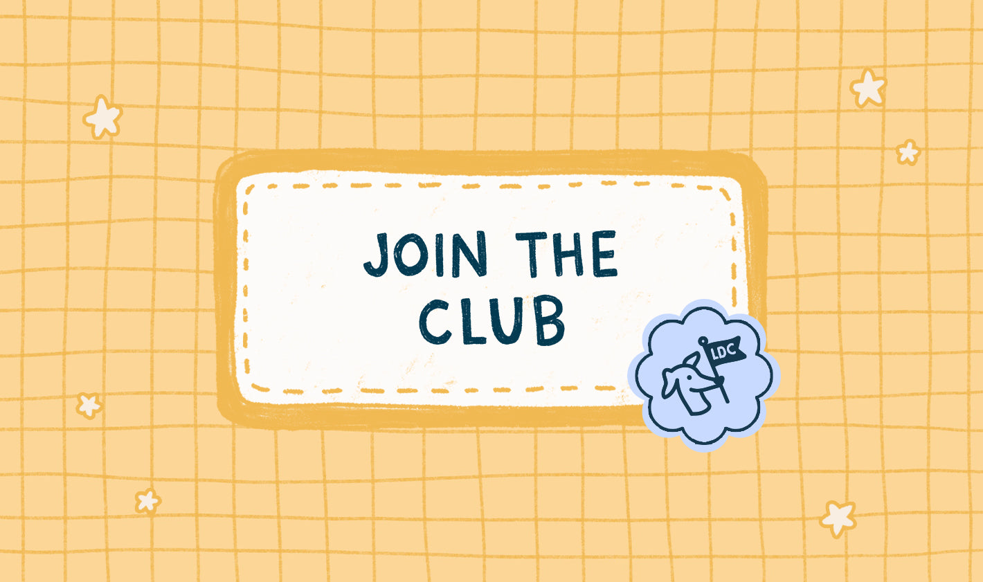 "Join the club" written on a hand-drawn label next to the Long Dog Club logo
