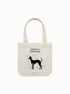 Tote bag with a diagram of a greyhound by Long Dog Club on a white background