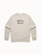 Beige sweatshirt with 'Long Dog Club' text and logo on a white background, featuring a 'Limited Edition' label.