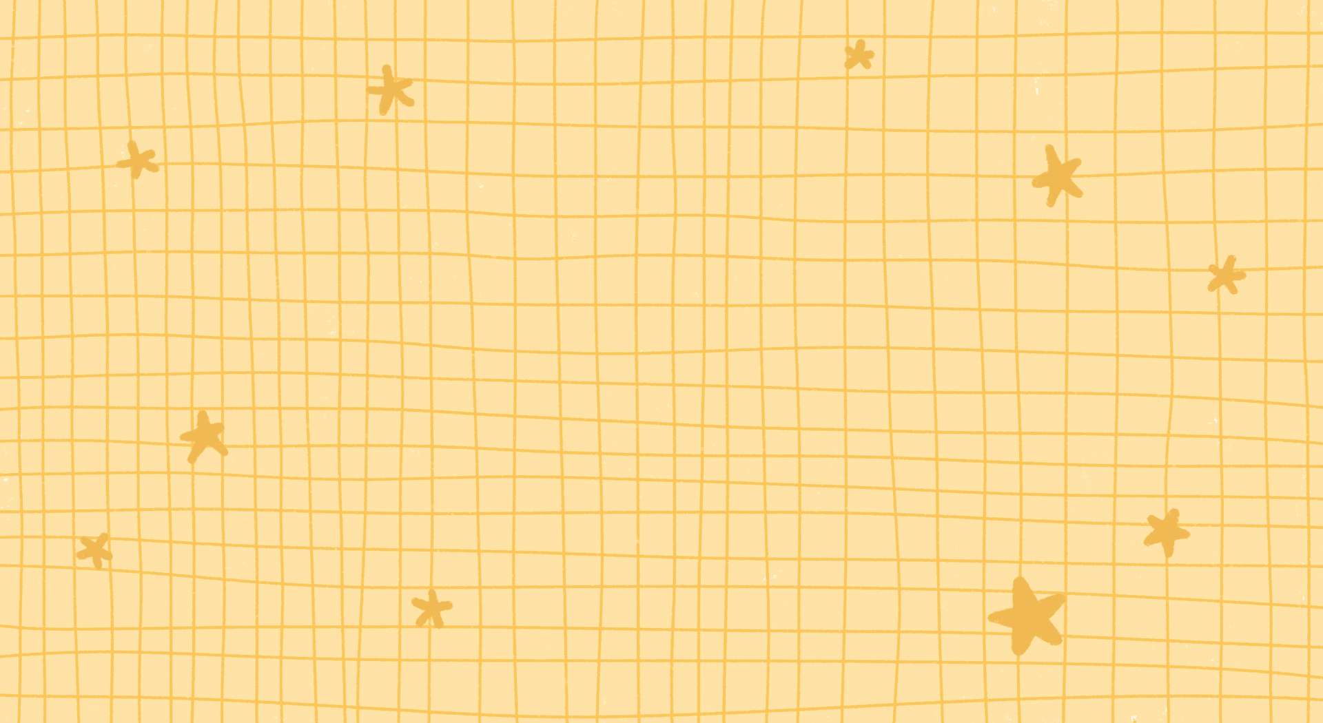 Hand drawn yellow grid pattern with white stars on a yellow background